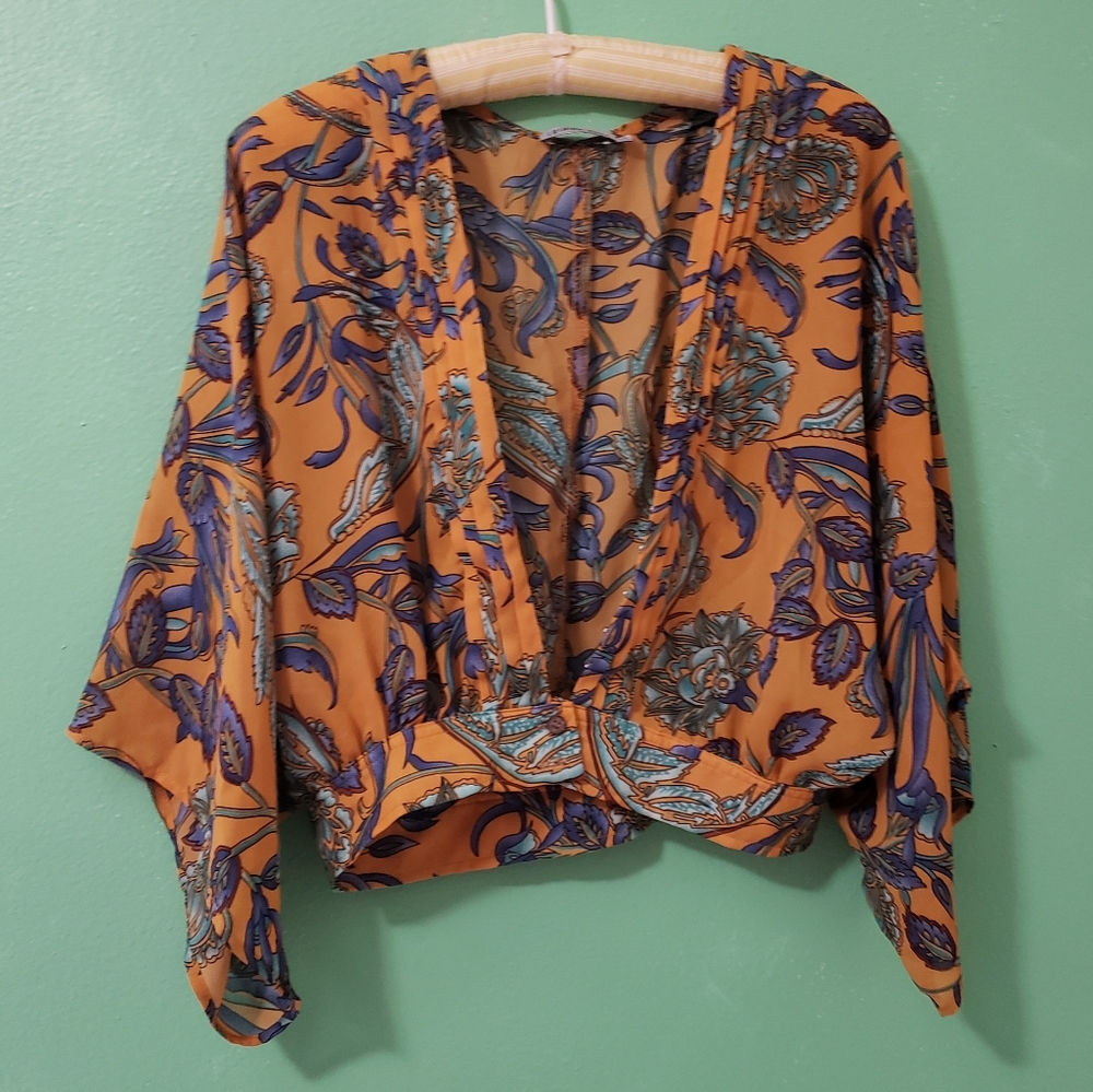 Fashion Nova mustard floral crop top